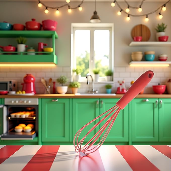 Red Compact Silicone Eggs Whisk Portable Silicone Eggs Mixer Eggs Frothers Household Eggs Blender Long Lasting Home Handheld Whisk Portable Handheld Eggs Frothers Eggs Beater