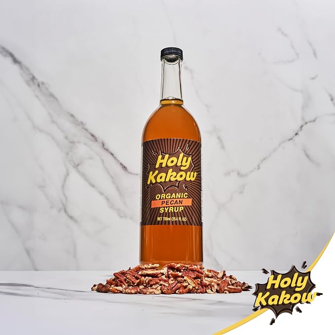 Holy Kakow Cafe Organic Pecan Syrup - Pecan Syrup, Coffee Syrup, Organic Syrup For Coffee, Syrup For Coffee, Add To Latte, Cocktail And Shake, Real Food Ingredients, Specific Flavor - 750Ml