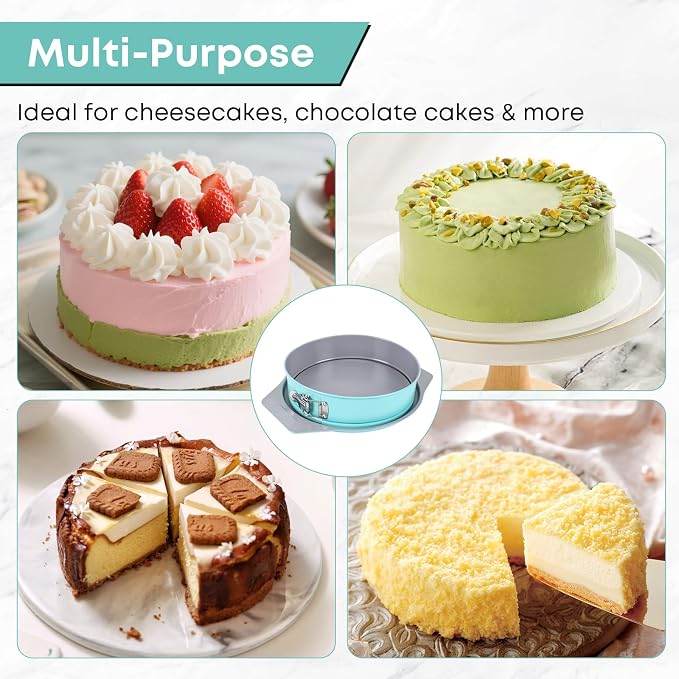 10 Inch Springform Pan - Groove-Seal Design Prevents Batter Leaks, No Foil Needed, Nonstick Cheesecake Pan with Removable Tray & Handles, Aluminized Steel, PFOA-Free for Cheesecake, Mousse
