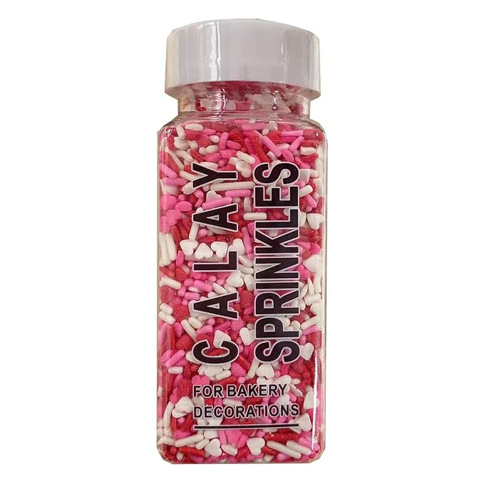 Sentovac Valentine Sprinkles Red Pink White Heart Jimmies Sprinkles Mix Edible for Cake Decorating Candy Cupcake Cake Topper Cookie Baking Decorations Wedding Supplies