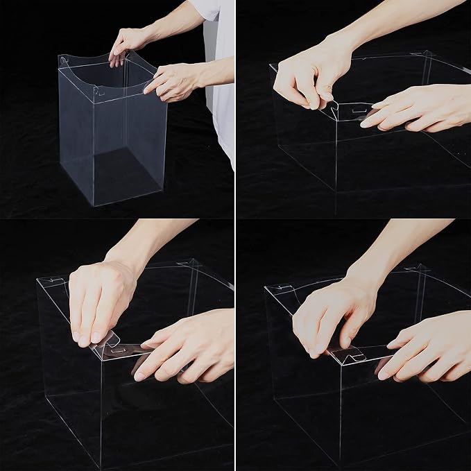 XININSUN 6Pcs clear cake Box with Ribbon, 8 X 8 X 9inch tall cake box,8inch Bakery Take Out Transport Containers Clear Gift Boxes for Wedding, Birthday, Party