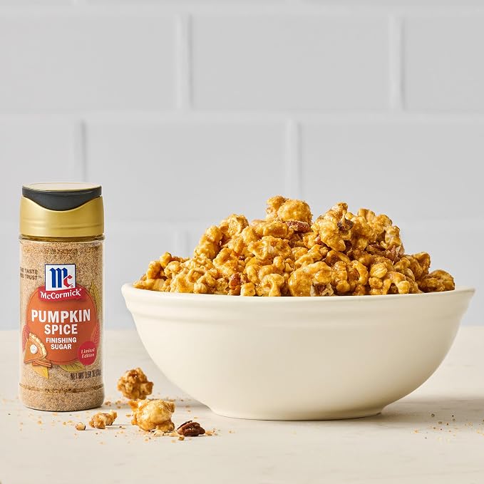 McCormick Finishing Sugar, Pumpkin Spice, Limited Edition, Sweet Blend of Warm Pumpkin Spices, The Perfect Finish for Cookies, Muffins, Pancakes, Bread, and More, 3.66 oz