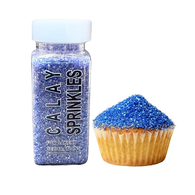 Blue Sprinkles for Baking, Royal Blue Sanding Sugar Crystals, 4.23 ounces Edible Sparkling Coarse Sugar Sprinkles for Cake Decorating, Cupcake Topper, Cookie Toppings, Wedding Birthday Christmas Supplies