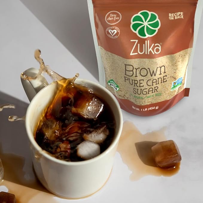 Zulka Brown Pure Cane Sugar, 1 Lb - All-Natural, Non-GMO, Certified Vegan, Bone-Char Free & Kosher Pareve
