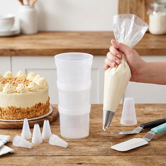 Cake Piping Bag Holder Piping Bag Filling Stand Adjustable Height | Plastic Piping Bag Stand for Filling Cake Decoration Tools Translucent, Clear Cream Icing Bags Rack for Home Bakers Chefs