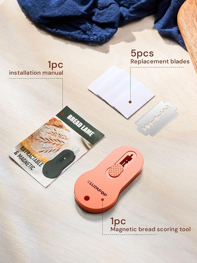 Magnetic Bread Lame Dough Scoring Tool - Sourdough Lame Scoring Tool, Bread Dough Cutter Slashing Razor Tool,Cutting Bread Scoring Tool for Sourdough Bread Baking - Patterns booklet & 5 Blades