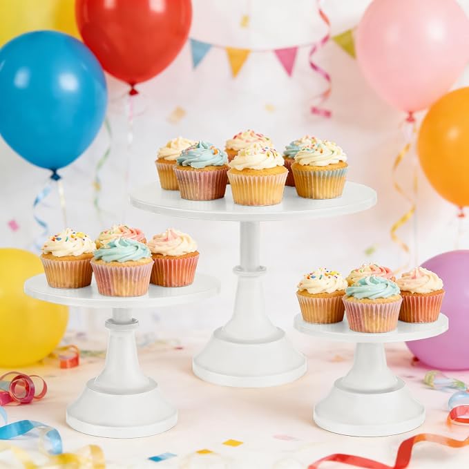 3 Piece Cake Stand Set White Cake Holder Metal Round Cupcake Stands 8/10/12 inch Dessert Table Display for Birthday Parties, Baby Shower,Wedding Banquets and Ceremonies