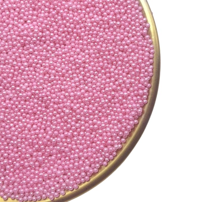 CandiJumpin 2mm Edible Pink Pearls, Baby Pink Nonpareils Sprinkles Small Pearl Sprinkles for Cake Decorating Mini Sugar Pearls for Baking Baby Shower Party Wedding Christmas Supplies 3 OZ