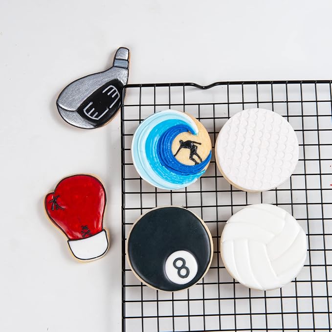 Mostop Golf Stick Cookie Cutter with Stampers, 3D Sports Cookie Cutter Set, Cake Decoration Tools Birthday Party Supplies Favors