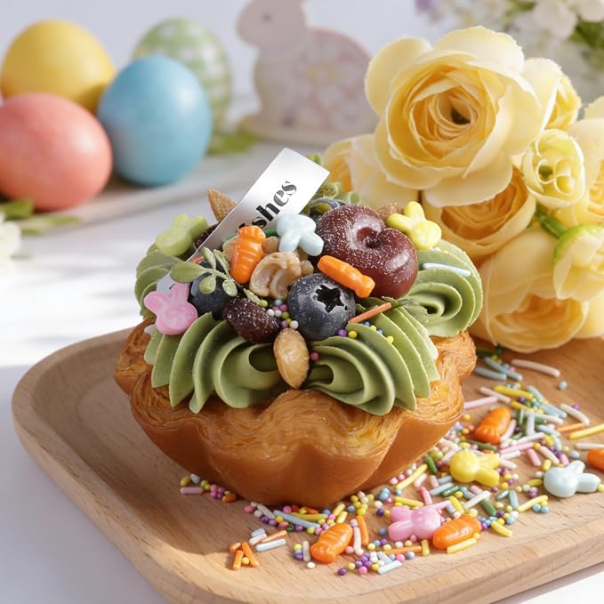 Easter Sprinkles for Cake Decorating, 4.6oz Edible Pastel Sprinkles with Bunny Carrot Jimmies Nonpareils, Spring Sprinkles for Baking Cupcake Cookies