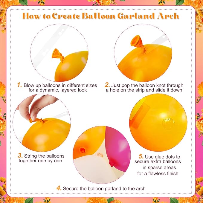 Pink and Orange Balloon Arch Kit Tropical Luau Balloon Garland Arch Kit with Orange Hot Pink Gold Ivory White Balloons for Hawaiian Beach Theme Baby Shower Bridal Shower Birthday Party Decorations