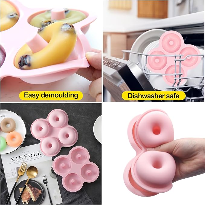 2 Pcs Air Fryer Donut Mold,Donut Pan,Reusable Donut Molds, Silicone doughnut mold, Cavity Non-Stick Bagel Pan,Air Fryer Accessories, Donut Pan for Baking