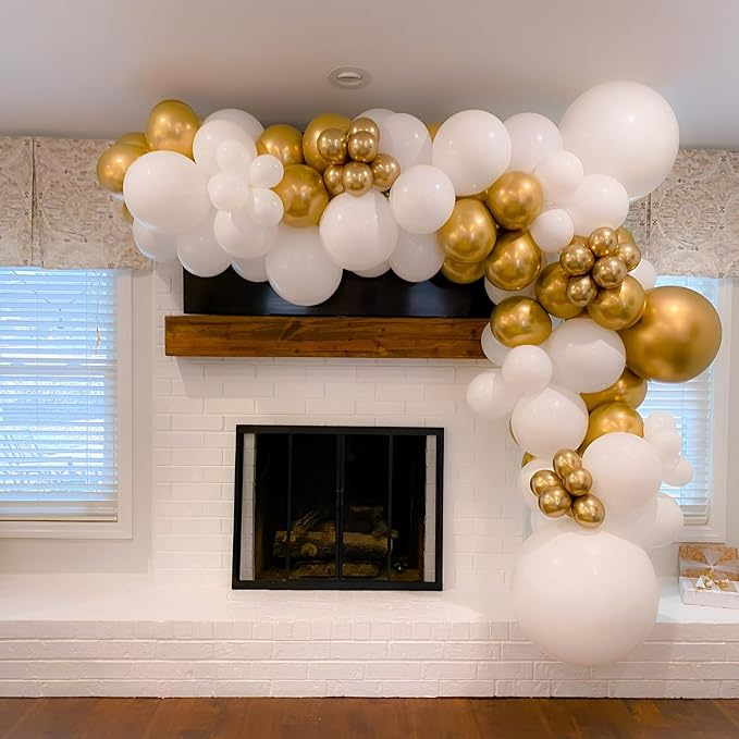 Voircoloria 90pack White Balloons Different Size 18/12/10/5 Inch Pearl White Balloon Garland Arch Kit for Wedding, Birthday, Graduation, Bridal Shower, Baby Shower, Bachelorette Decorations