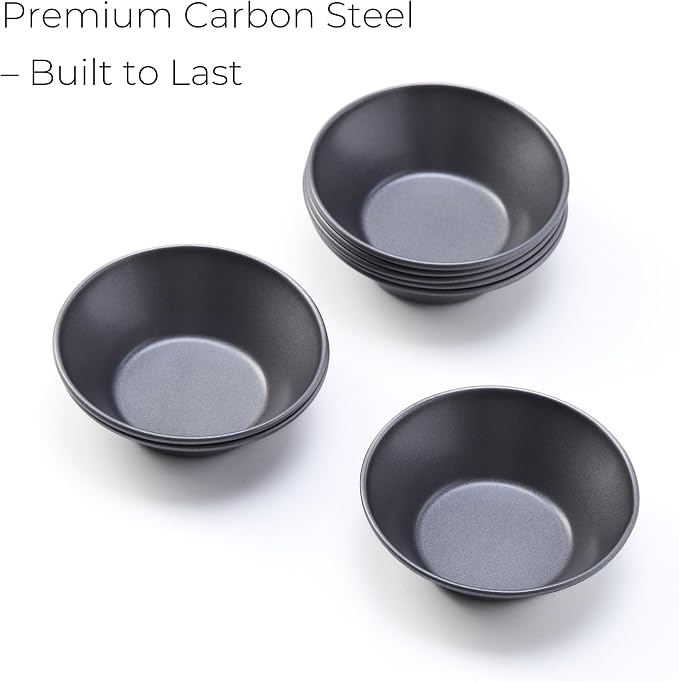 Pastel de Nata Tins Carbon Steel – 8 Pack Egg Tart Molds for Baking, Nonstick Mini Pie and Custard Tart Pans, Reusable Portuguese Custard Tart Shell Trays, Oven & Air Fryer Safe