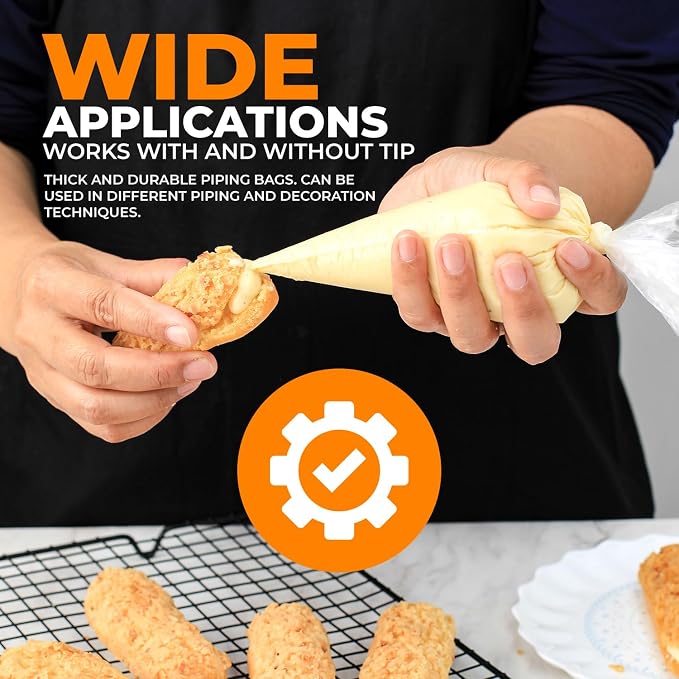100Pcs Disposable Piping Bags 12inch and 16inch Anti-Burst Pastry Bags, Tipless Icing Piping Bag for Cake, Cream Frosting and Cookie Decoration Supplies (16 Inch bags)