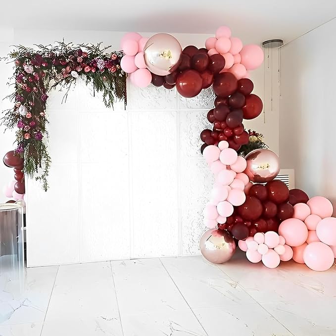 Voircoloria 90pack Burgundy Balloons Different Size 18/12/10/5 Inch Maroon Balloon Garland Arch Kit for Graduation, Thanksgiving Day, Autumn Fall Theme Party, Wedding, Birthday Decorations