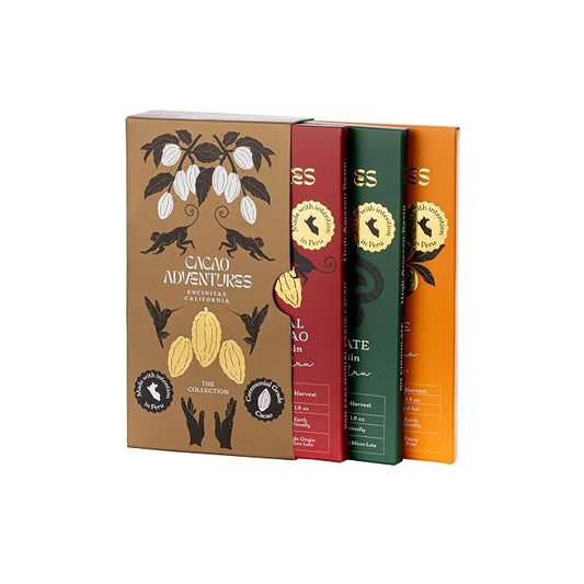 Cacao Adventures "The Collection" | Premium Chocolate Bars | 3 Flavors Sample Pack | Gift Set & Cacao Tasting Experience | 1.76 oz each (Pack of 3)