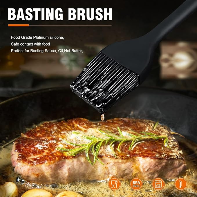 Walfos Silicone Pastry Brush, 600℉ Heat Resistasnt Basting Brush, Perfect for Baking,BBQ Grill,Kitchen Cooking,BPA Free and Dishwasher Safe (5 Pcs)