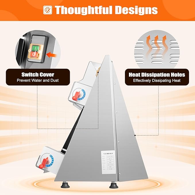 4-16" Electric Pizza Dough Roller Commercial Dough Roller Sheeter with Adjustable Thickness 370W Pizza Dough Press Dough Sheeter Machine for Bakeries, Pizza Shops, Restaurants (4-15.74")
