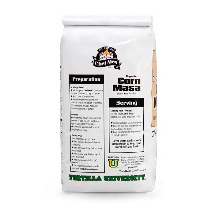 Chef Mex® Organic Corn Masa Gourmet Whole Grain Flour, USDA Organic, Non-GMO, Gluten Free, 2.2 lbs