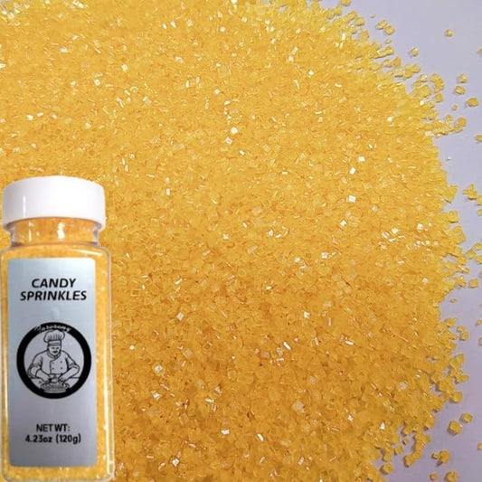 HeDeon&Rles Edible Yellow Sanding Sugar Crystals for Baking 120g/4.23oz Sparkling Sugar Crystals Cake Cupcake Pancake Ice Cream Top Birthday Wedding Easter Halloween ChristmasCake Decoration