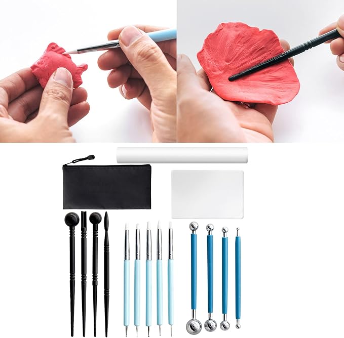 15 Pieces Fundamental Clay Tools Kit Clay Carving Modeling Tools Fondant Sculpting Shaping Tools For Beginner Kids Adult Pottery Carving Trimming Modeling Tool Supplies Kit For Professionals Beginner