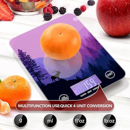 Food Scale Kitchen Scale Food Weight Scales Digital Weight Grams and Ounces Small Electronic Food Scale for Baking Cooking Purple Stag Mountains and Forest