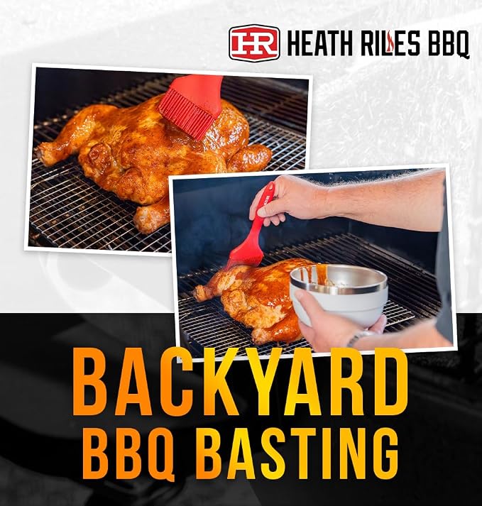 Heath Riles BBQ Silicone Basting Brush - Heat Resistant Grill Brush for Sauce & Marinade - Durable Bristles, Non Slip Handle, Dishwasher Safe Cooking Tool