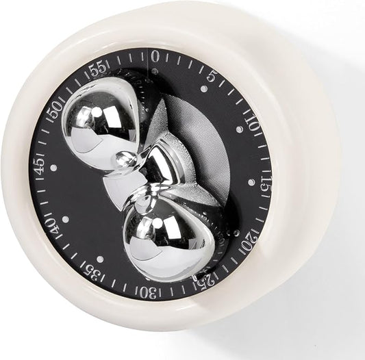 AURDWALL Magnetic Timer for Kitchen - Premium Metal Case Cute Bow Wind Up 55 Minutes Manual Countdown Timer for Kids, Classroom, Home, Study and Cooking (White)