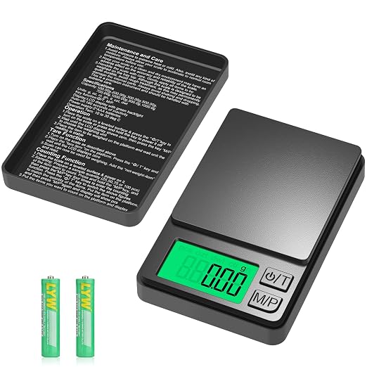 Digital Pocket Scale 1000g x 0.01g, Diyife Portable Precision Gram Scale Jewelry Scale with Protective Cover, Auto-Off, Backlit LCD, 7 Units Tare, for Food, Kitchen, Coffee, Battery Included