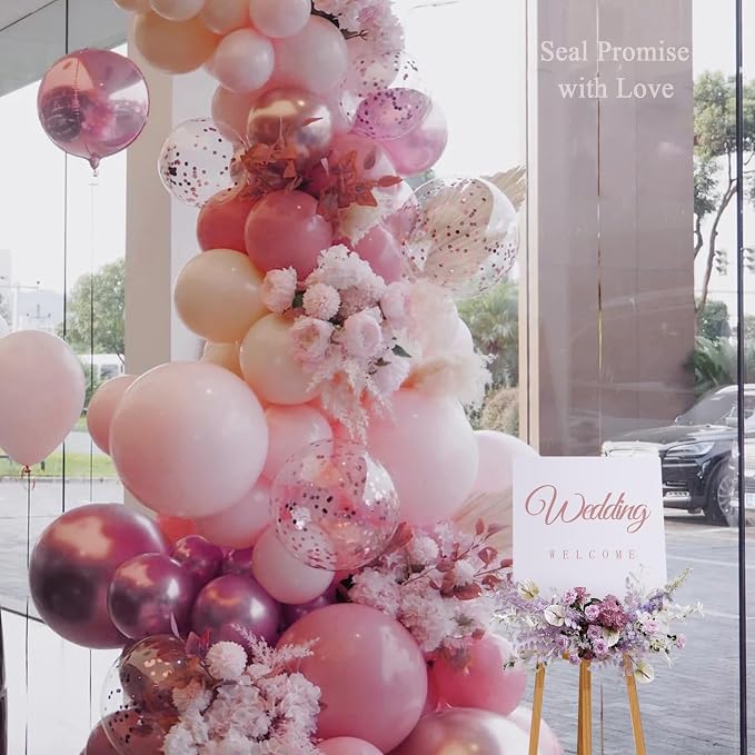 MEBAY Dusty Pink Balloon Arch Kit, 166Pcs Pastel Nude Light Pink Metallic Balloons Garland for Wedding Bridal Baby Shower Princess Girl Women Birthday Party Decorations