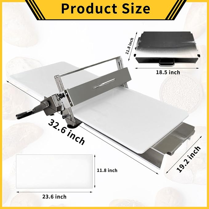 Dough Sheeter Machine for Home, Type 300 Manual Pastry Roller & Croissant Dough Laminator, Countertop Stainless Steel Laminadora de Masa for Pizza, Cookies, and Bread