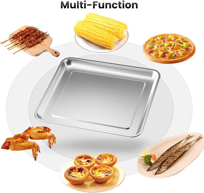Air Fryer Tray Replacement for Cuisinart TOA-060 TOA-065 Toaster Oven Parts | 12.4"x11" Stainless Steel Non‑Stick Half Baking Sheet Pan Convection Oven, Bakeware Accessories for Oven Cooking and Broiling