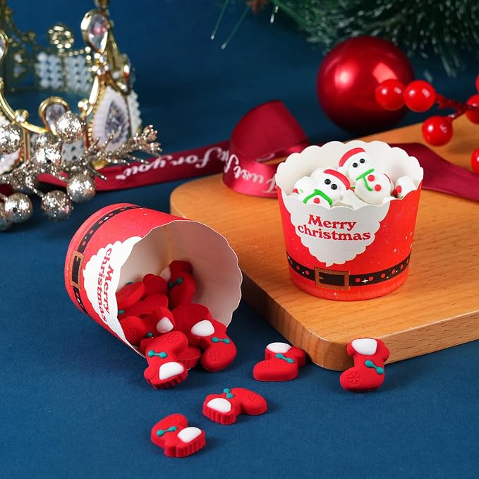 Edible Christmas Cookie Decorations 16 Pcs, Edible Snowman Men, Christmas Socks Icing Decorations, Gingerbread House Decorations, Perfect for Cupcakes, Cake, Cookies, and Ice Cream Topping