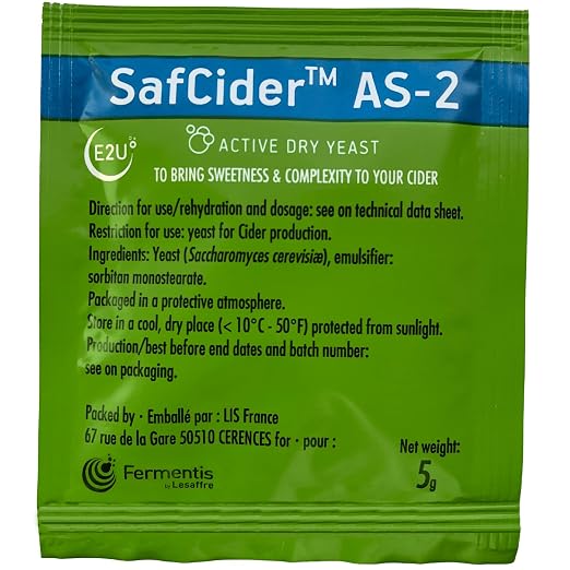 North Mountain Supply Fermentis SafCider Active Dry Cider Yeast AS-2-5 Grams - Pack of 3 - with Freshness Guarantee