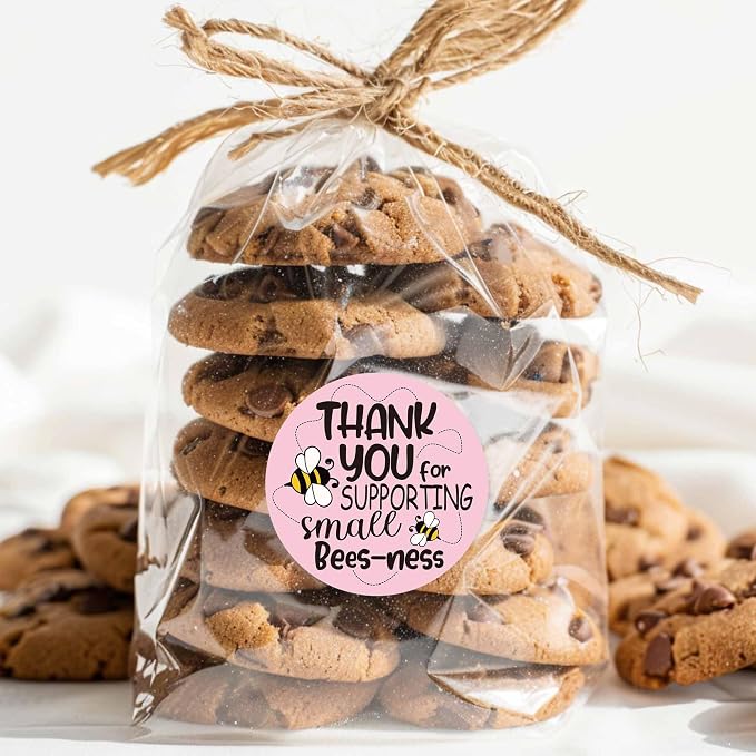 Pink Thank You for Supporting Small Business Stickers Roll，Cute 1.7 Inch Round Waterproof Labels – Packaging Seals for Orders & Bags – 500 PCS