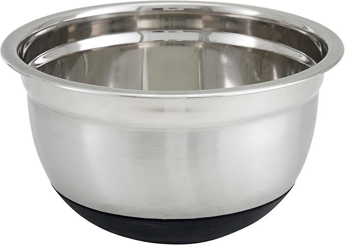 Winco Mixing Bowl with Silicon Base, 3-Quart, Stainless Steel, Black
