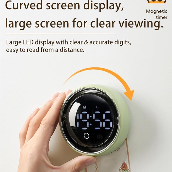 Magnetic Kitchen Timer - Smart Voice Activated Countdown Device | Digital Rotary Knob Magnet Timer | for Adults Chefs Student Study Fitness Baking Learning Teaching