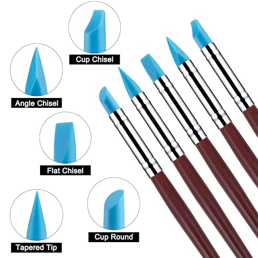 10pcs Blue Dental Resin Brush Pens, Silicone Clay Sculpting Tool Modeling Dotting Tool