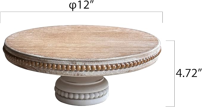 dwellington Large Round Wood Risers for Display, 11.75" Decorative Rustic Farmhouse Cake Stand Pedestal Tray for Home and Kitchen Decor