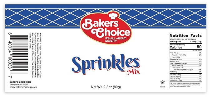 Baker's Choice Hanukkah Sprinkles For Baking - Blue & White Sprinkles - Boy Baby Shower Gender Reveal & Chanukah Sprinkles for Cookie Decorating - Dairy Free, Kosher 2.8 oz