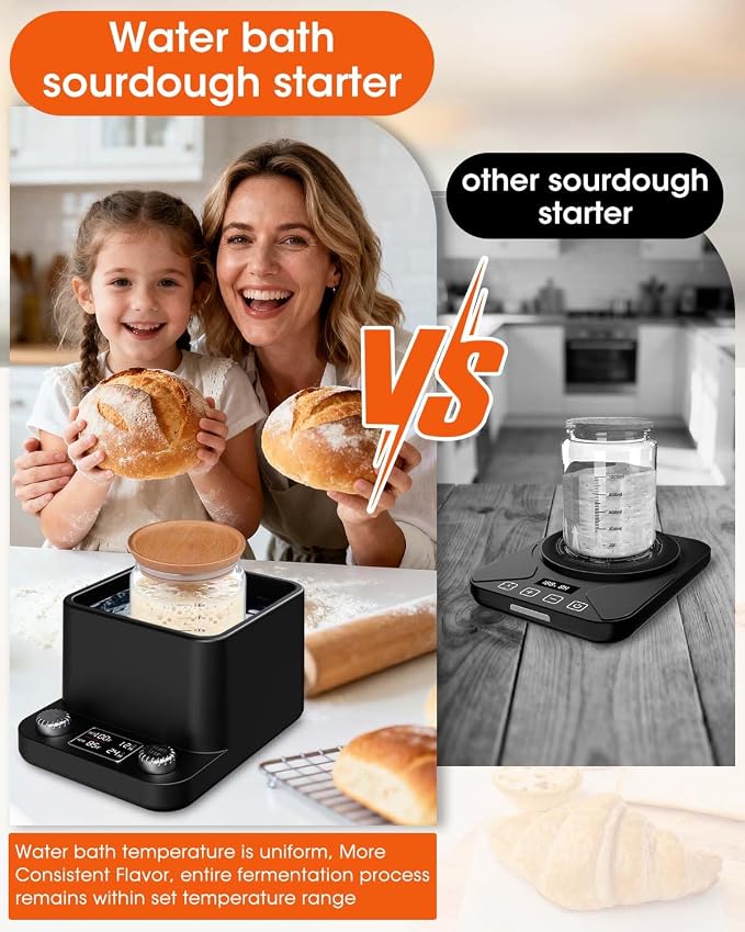 MYMULIKE Sourdough Starter Warmer - Water Bath Warming with Timer and Precise 1°F Control (70-104°F), Even Heating, Improve Fermentation Success Rate, Ideal for Yeast Cultivation & Home Baking