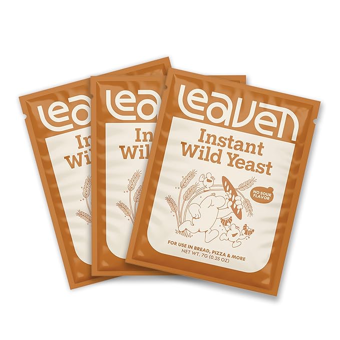 Leaven Foods Instant Wild Yeast (0.25oz Packets) 3-Pack - Bakes Up To 21 Breads - Premium Baker's Yeast for Better Baking - Deep, Rich, Buttery Bread Flavor - All Natural, Gluten Free, & Non GMO
