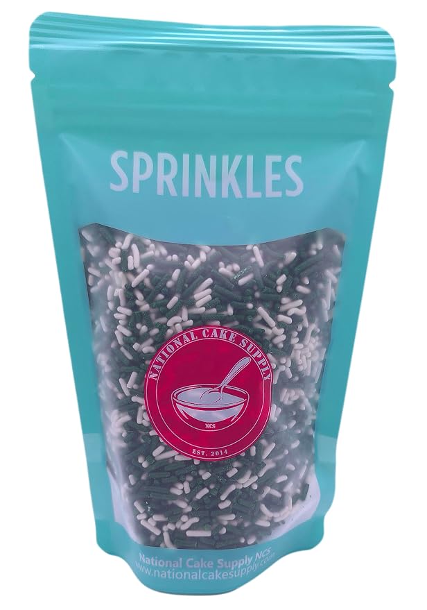 NCS Green & White Jimmies Edible Sprinkles – Cupcake, Cake & Cookie Decorations, 7 oz