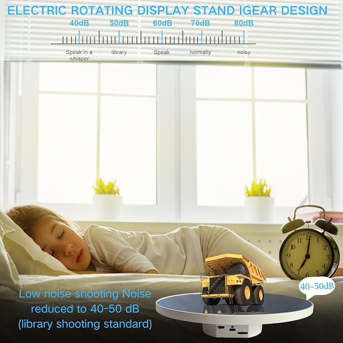 JAYEGT Motorized Rotating Display Stand, 10inch /11Lbs Load ,Mirror Cover ，360 Degree Electric Rotating Turntable ,Cup Display Turner Stand,Photography Products, Jewelry ,Tumbler -White