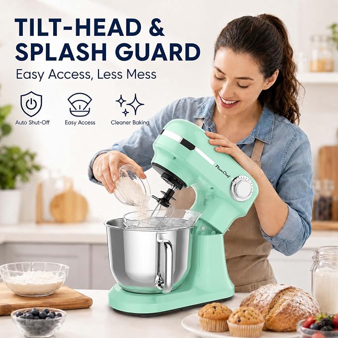 5.5/4.5QT Kitchen In The Box Stand Mixer For Baking, Electric Spiral Mixer With Dough Hook, Wire Whip & Beater,350W 12-Speed Tilt-Head Food Mixer, Grey (Green)