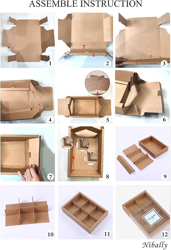 12 Packs Cupcake Boxes,Brown Kraft Treats Gift Boxes with Inserts and Display Windows,Cupcake Containers for Baking Pastries Goodies Biscuits(6 Lattices)