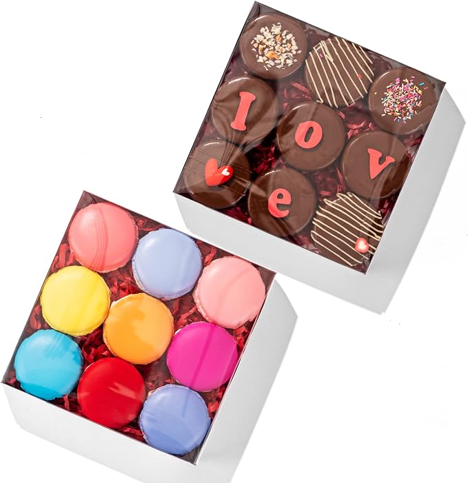 25PCS 6" x 6" x 1 ¼" Clear White Cookie Boxes with Full Window, Bakery Macaron Boxes Ores Boxes Cakesicle Boxes Chocolate Bomb Boxes