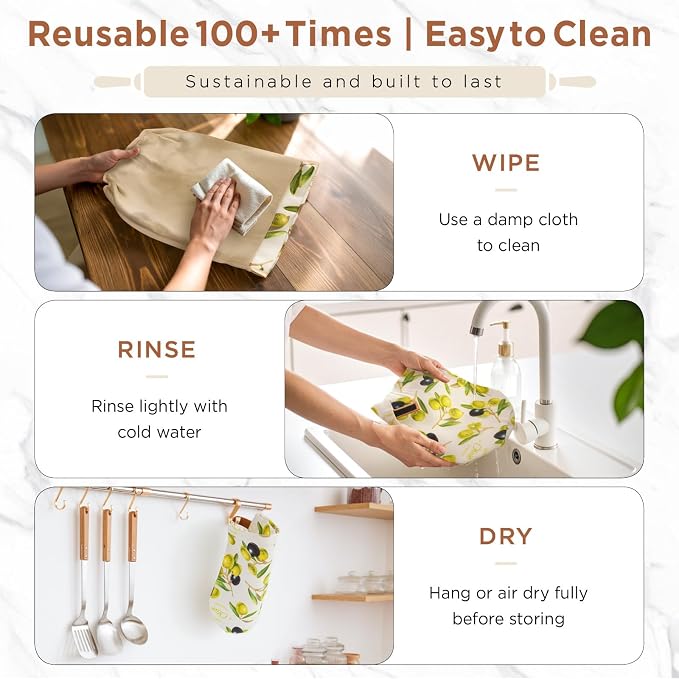 Reusable Beeswax Bread Bag for Homemade Sourdough, Natural Sourdough Bread Storage Bags, Keep Fresh, Bakery Essentials