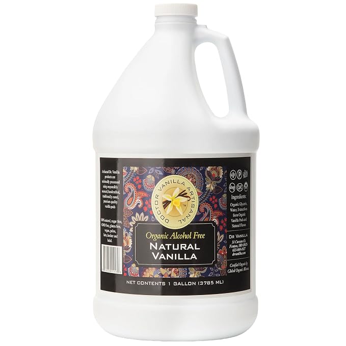 Organic Vanilla Alcohol‑Free Flavor, 128 fl oz - Madagascar Bourbon vanilla, 100% natural, sugar‑free, GMO‑free, gluten‑free, vegan, paleo, keto, kosher, and halal